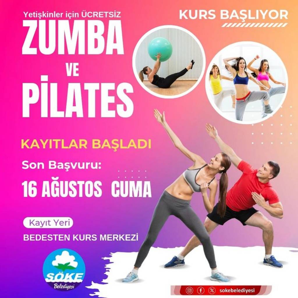 Söke Belediyesi'nden Yetişkinler için Zumba ve Pilates Kursu