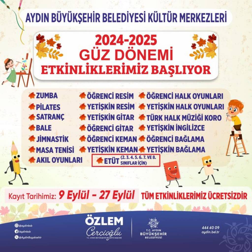 Aydın Büyükşehir Belediyesi'nden Ücretsiz Güz Dönemi Etkinlikleri